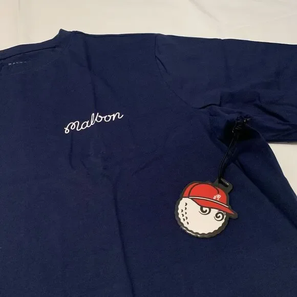 *RESERVED* Malbon Golf sz XXL Bucket Hat Bon Script SS Logo T-shirt Round Navy - Picture 3 of 6